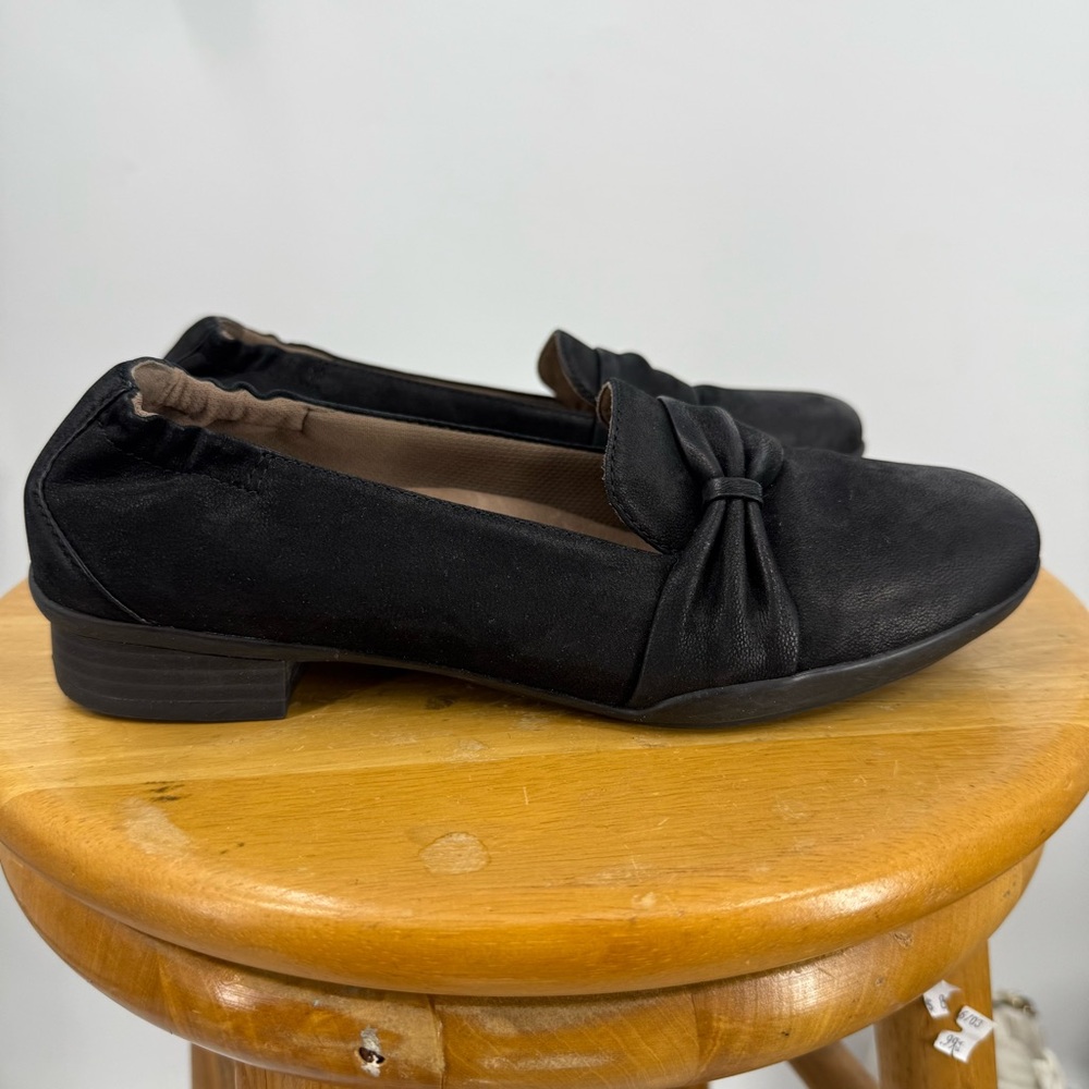 DANSKO Karen Black Burnished Genuine Nubuck Leather slip on Loafers 38/7.5-8
